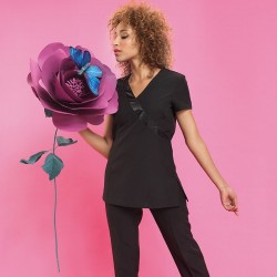 Plain beauty and spa wrap satin trim tunic Rose Premier 185 GSM